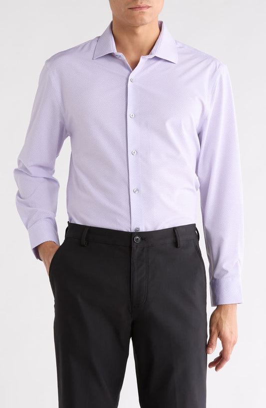 Slim Fit Geometric Print Performance Tech Dress Shirt