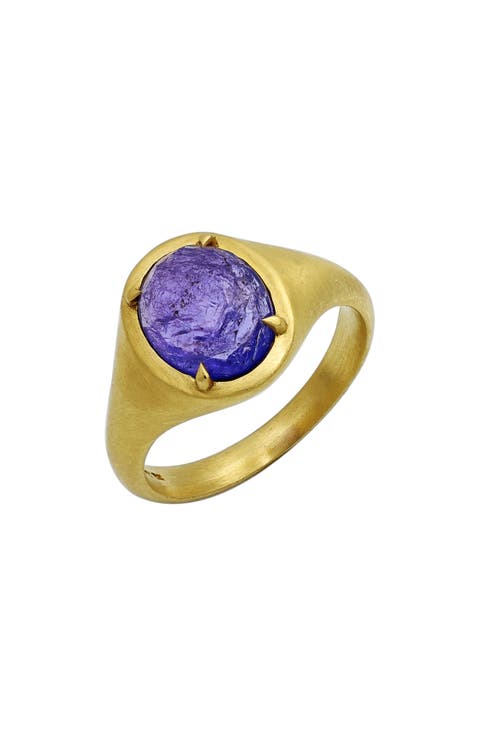 18K Gold Oval-Cut Tanzanite Brushed Ring (Nordstrom Exclusive)