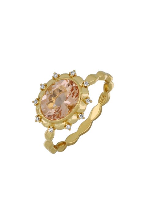 Anillo de Morganita y Diamante - 0,05ct. (Exclusivo Nordstrom)