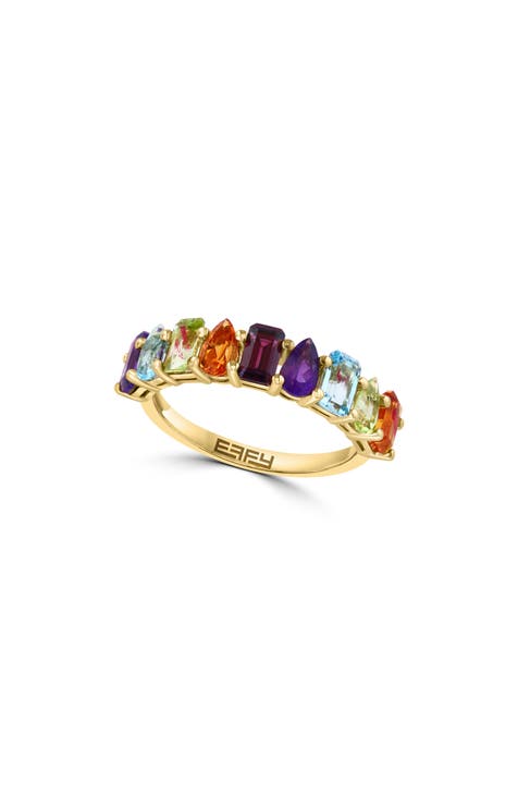 Anillo Oro 14K Multi Gemas