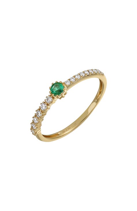 Anillo apilable de diamantes y esmeraldas El Mar de oro de 18 quilates (Exclusivo Nordstrom)