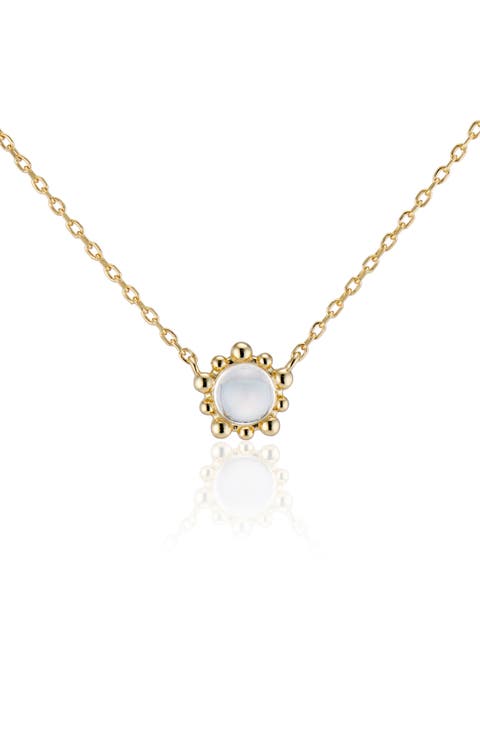 White Topaz Flower Pendant Necklace