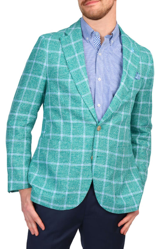 Textured Yarn Dye Windowpane Sport Coat