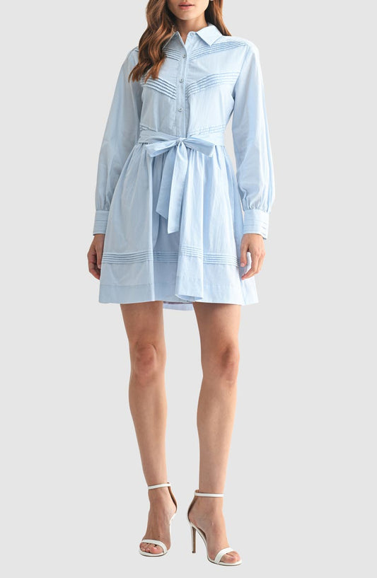 Long Sleeve Belted Cotton Shirtdress