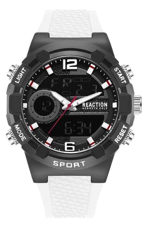 Reloj con correa de silicona y pantalla analógica y digital, 47 mm