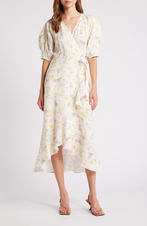 Vestido midi cruzado de lino