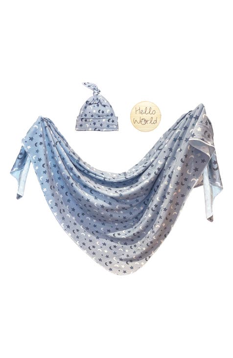 Ditsy Moon Wrap, Sombrero y Juego de Letreros (Bebé)