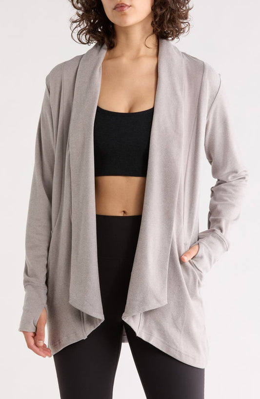 Marled Piqué Open Front Cardigan