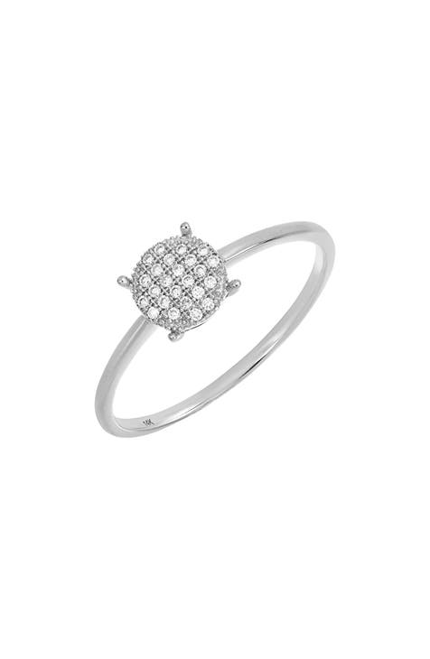 Anillo de disco pavé de diamantes - 0,05ct.