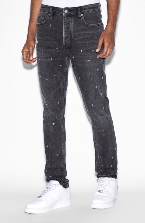 Jeans pitillo bordados Chitch (Negro Metalizado)