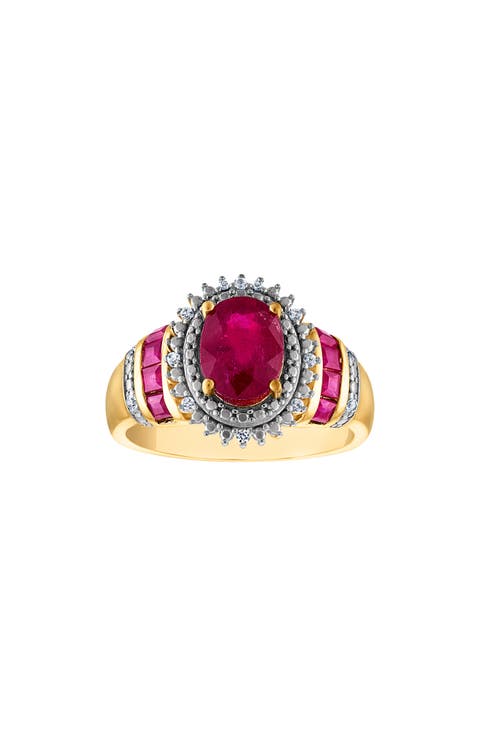 Ruby & Diamond Sterling Silver Ring