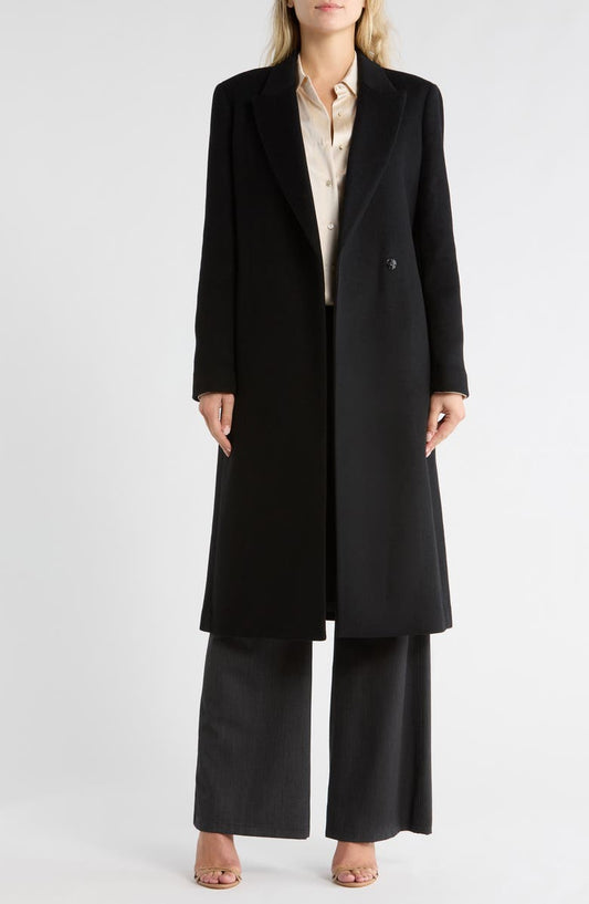 Peak Lapel Recycled Wool Blend Coat