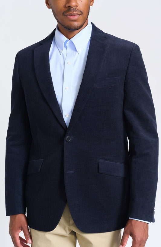 Navy Waffle Corduroy Blazer
