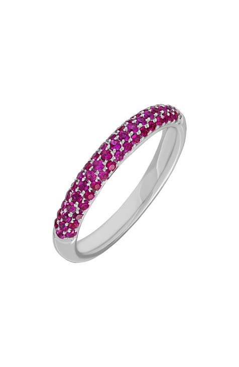 Anillo apilable Pavé de zafiro rosa (Exclusivo Nordstrom)