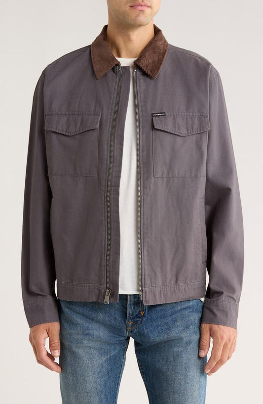 Corduroy Collar Cotton Canvas Work Jacket
