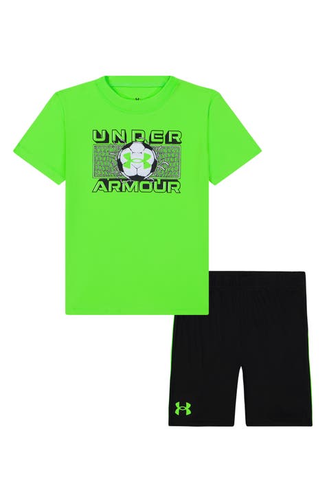 Conjunto de camiseta y pantalones cortos con gráficos de fútbol técnico para niños (niño pequeño)