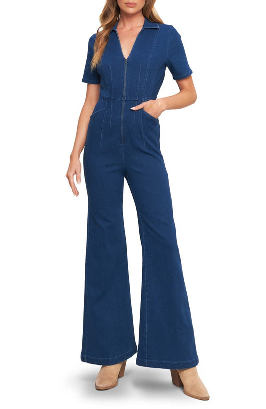 Wide Leg Denim Jumpsuit