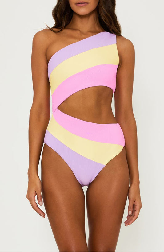 Joyce Stripe Cutout One-Piece Swimsuit