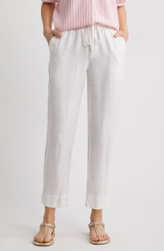 Tie Waist Taper Linen Pants (Regular & Petite)