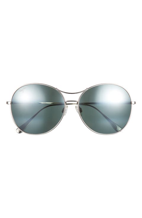 61mm Polarized Oval Sunglasses