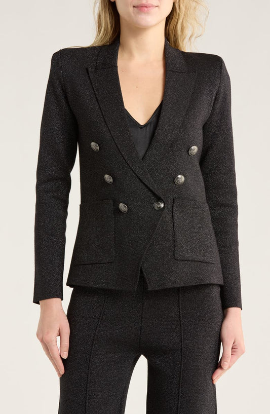 Kenzie Metallic Double Breasted Knit Blazer
