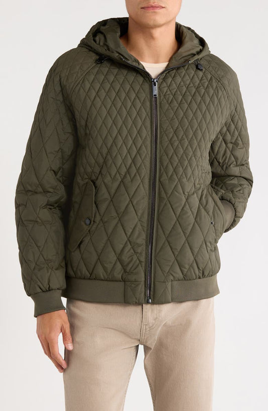Hooded Diamond Quilted Jacket