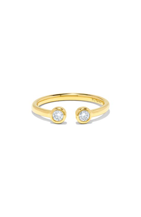 Anillo de oro de 14 quilates con doble bisel engastado con diamantes - 0,20 ctw