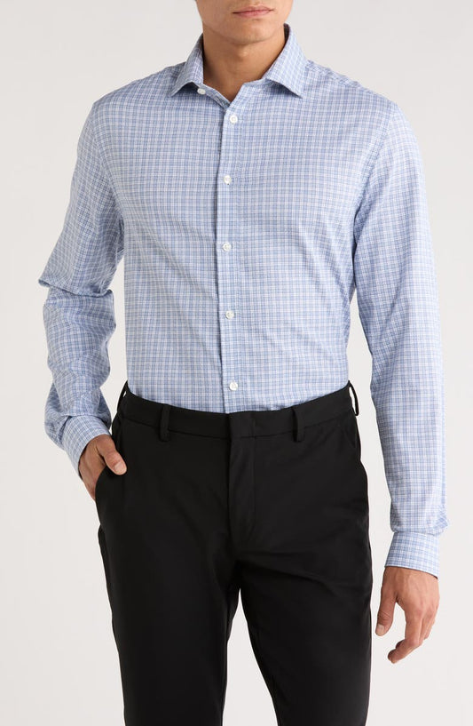 Check Print Slim Fit Performance Dress Shirt