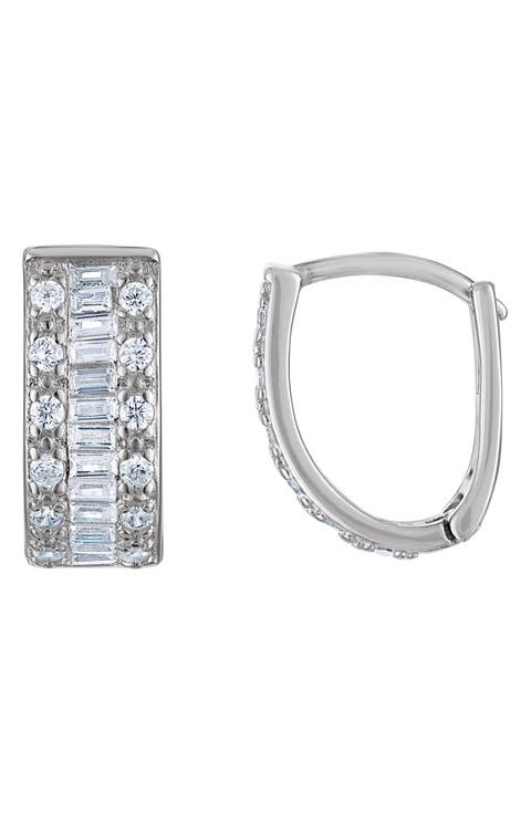 Sterling Silver & Cubic Zirconia Huggie Hoop Earrings