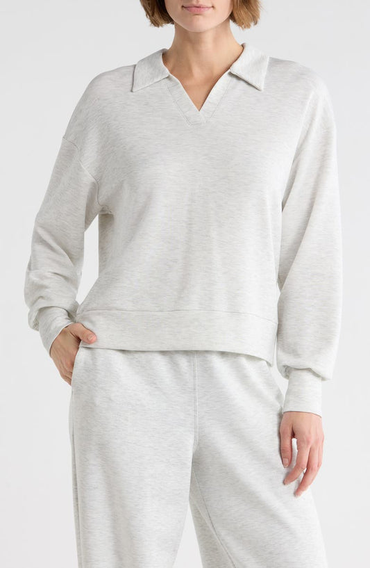 Noble Sandwashed Scuba Knit Polo Sweatshirt