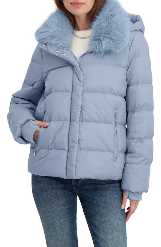 Vera Faux Fur Trim Hooded Puffer Coat