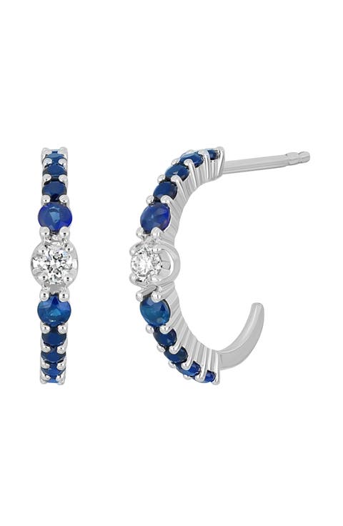 El Mar Diamond & Gemstone Hoop Earrings