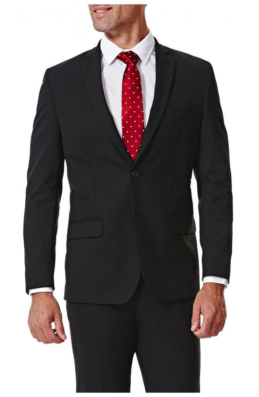 Black Herringbone Ultra Slim Stretch Suit Jacket