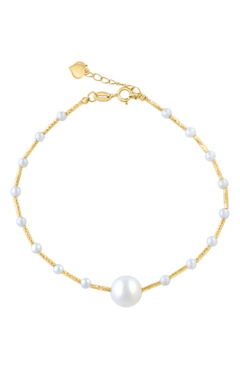 14K Gold 2.5-8.5mm Freshwater Pearl Station Bracelet