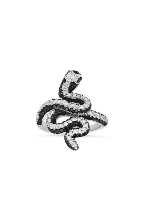 Anillo serpiente de plata de ley con circonita cúbica