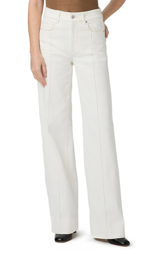 Sasha Pintuck High Waist Wide Leg Jeans (Toasted Ecru)