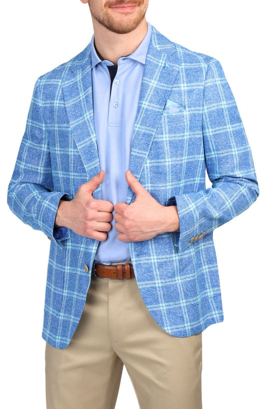 Textured Yarn Dye Windowpane Sport Coat