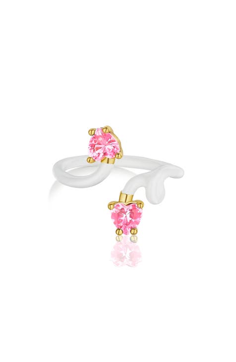 Anillo Michelle de esmalte blanco y topacio rosa