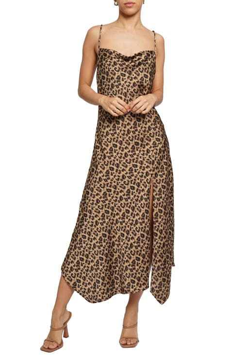 Vestido lencero con estampado de leopardo