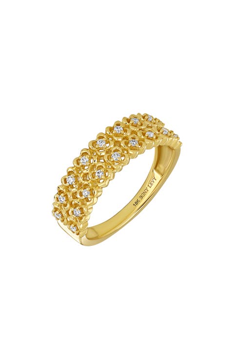 Mykonos 18K Yellow Gold Diamond Flower Band Ring