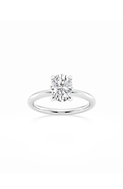 Anillo de compromiso de diamantes creados en laboratorio talla oval - 1,50 ctw