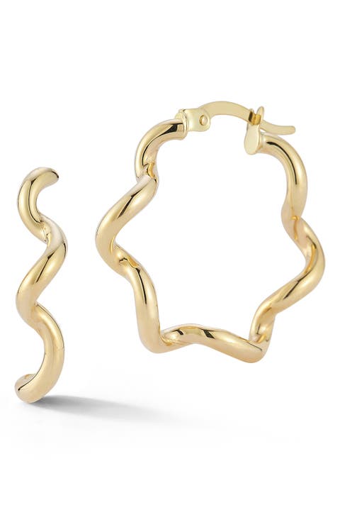 14K Gold 22mm Twist Hoop Earrings