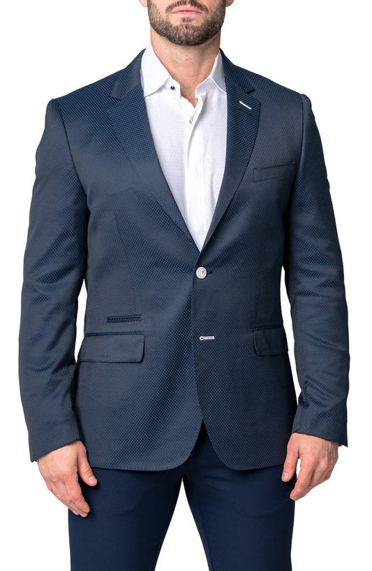 Socrates Ponton Blue Geo Pattern Sport Coat