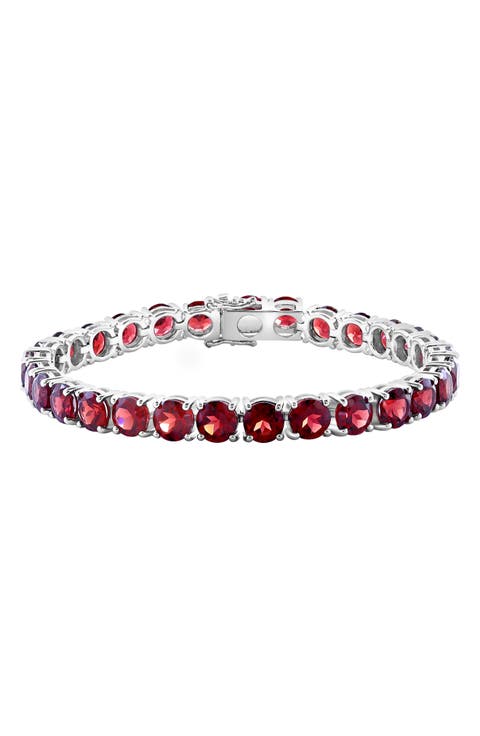 Sterling Silver Garnet Tennis Bracelet