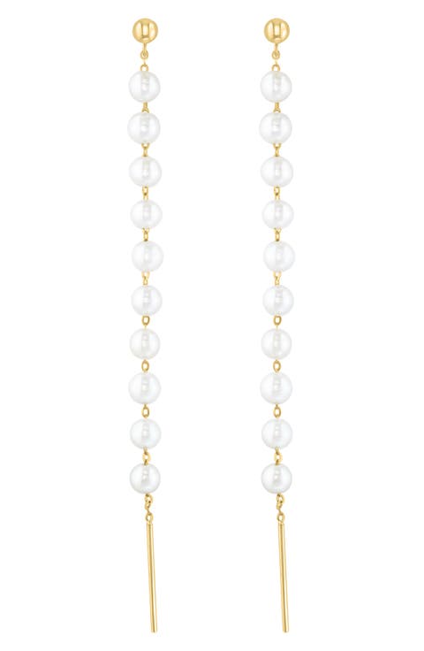 14K Gold 3.5mm Freshwater Pearl Drop Earrings
