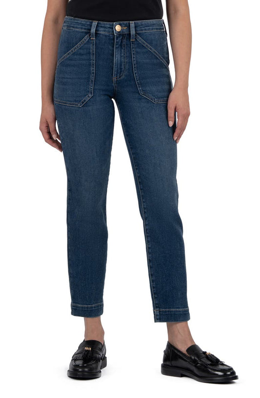 Reese Ankle Slim Straight Leg Utility Jeans