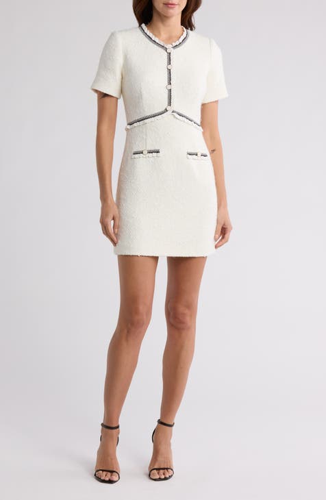 Minivestido de tweed con ribetes de encaje