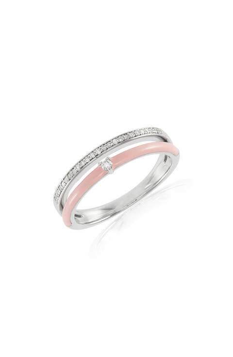 Pink Enamel & Diamond Ring