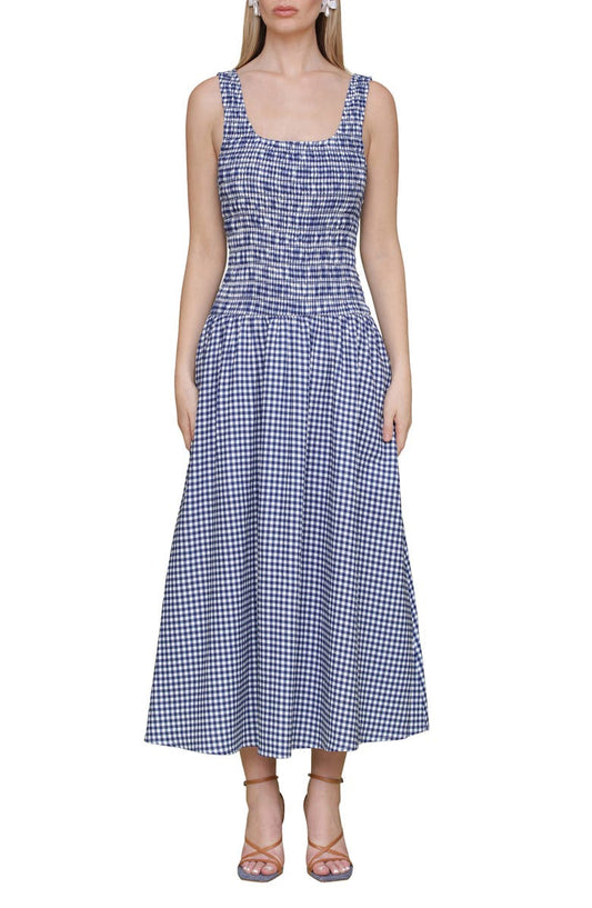 Smocked Sleeveless Fit & Flare Maxi Dress