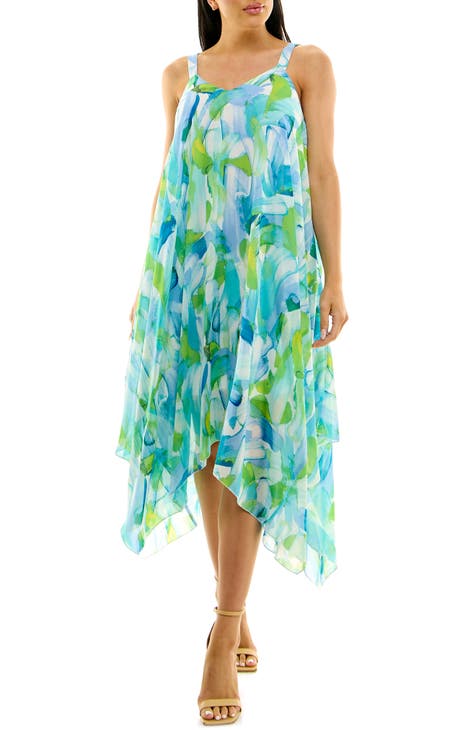 Vestido estampado con dobladillo tipo pañuelo